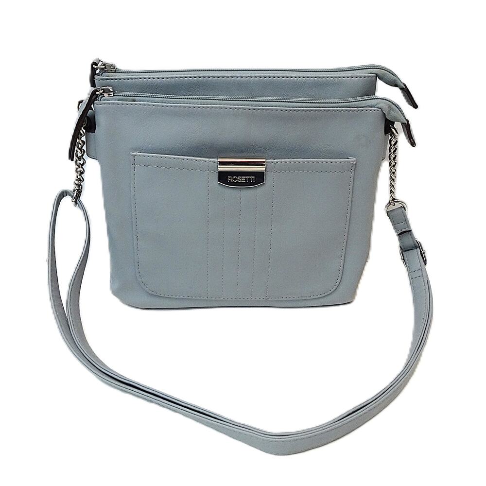 Rosetti Midge Blue Grey Crossbody Silver Chain Accents